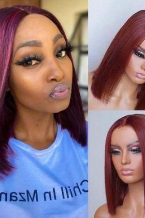 Fashan Short Pink Bob Hair Wig HD Full Frontal Colored Wig For Black Women